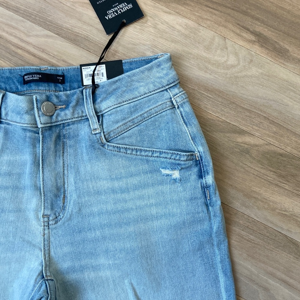 Simply Vera Vera Wang jean boyfriend crop jean distressed w authentic stretch 2 - Picture 8 of 17